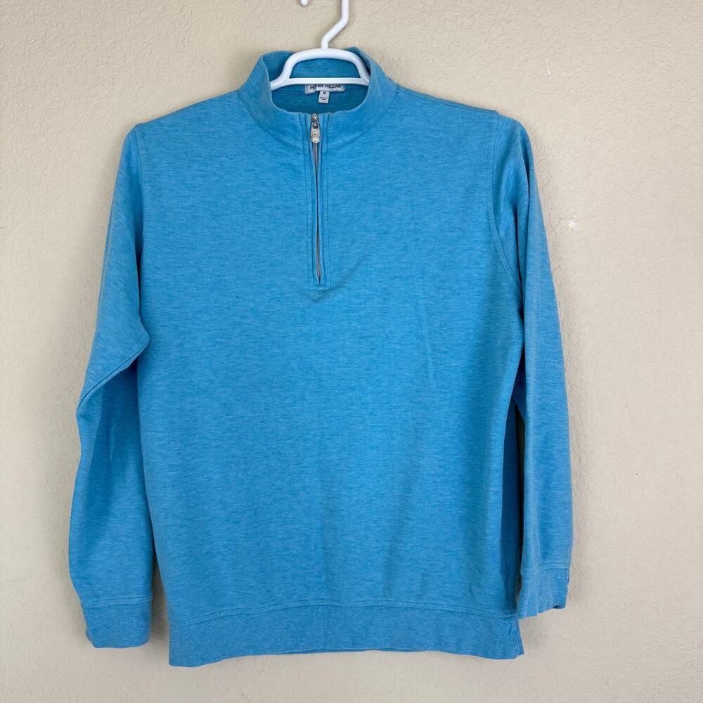Peter Millar Seaside 1/4 Zip Mens M Blue Pullover Read